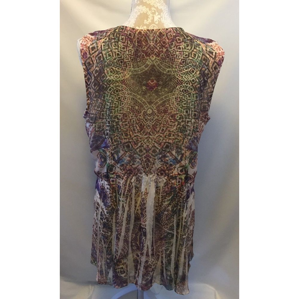 Style & Co. Womens Top Size M Sleeveless Crochet Neck Shark-bite Hem Bohemian - Picture 5 of 7